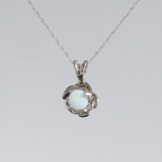 White Opal Flower Pendant
