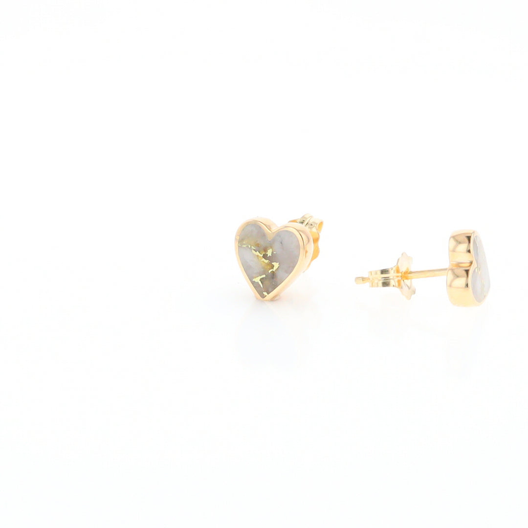 Gold Quartz Heart Stud Earrings - G2