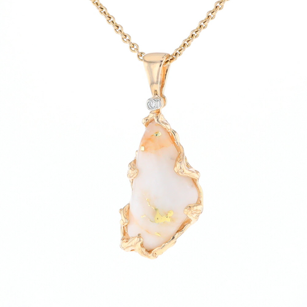 Gold Quartz Freeform Pendant