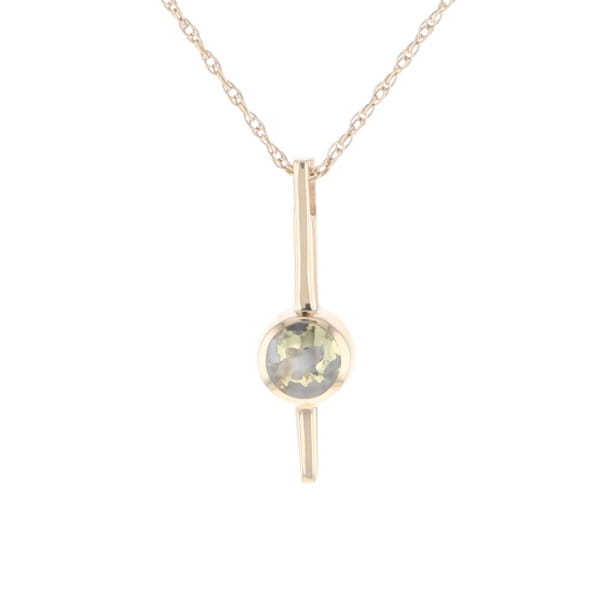 Gold Quartz Necklace Bar Design Round Fine Quality Inlaid Pendant