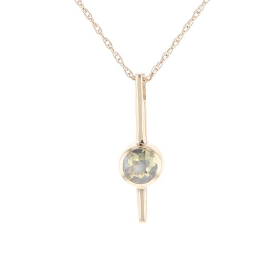 Gold Quartz Necklace Bar Design Round Fine Quality Inlaid Pendant