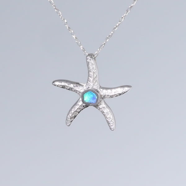 Opal Pendant Inlaid Realistic Star Fish Design