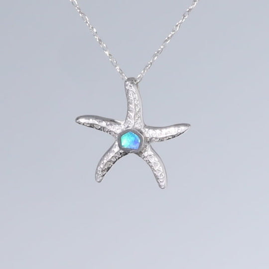 Opal Pendant Inlaid Realistic Star Fish Design