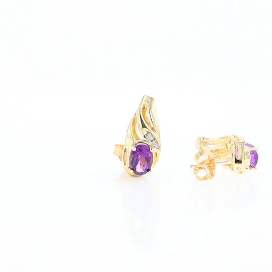 Amethyst and Diamond Pear Shaped Earrings