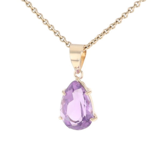 Pear Solitaire Amethyst Pendant