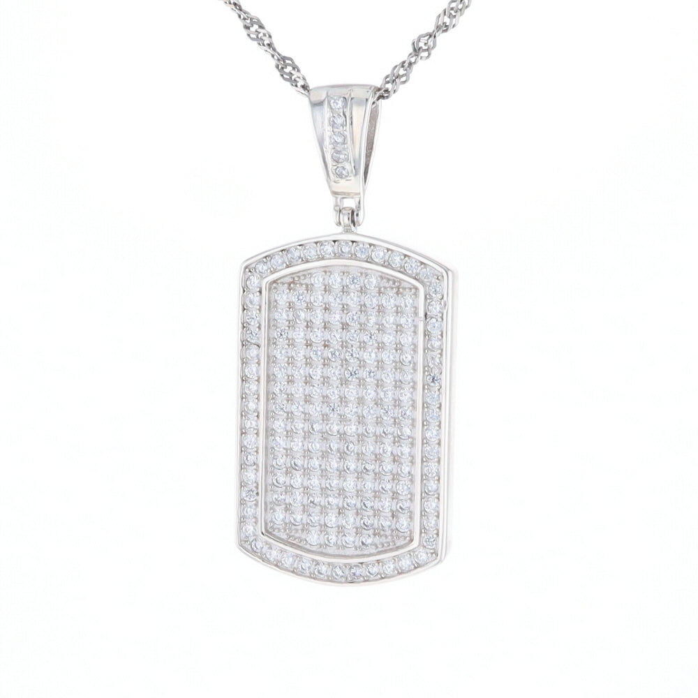 Cubic Zirconia Dog Tag Pendant