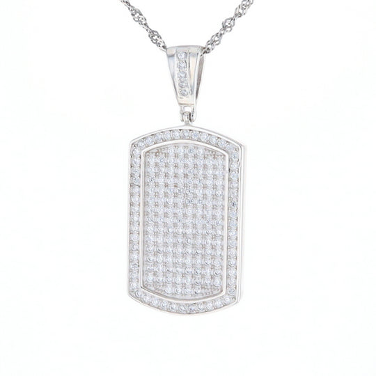 Cubic Zirconia Dog Tag Pendant