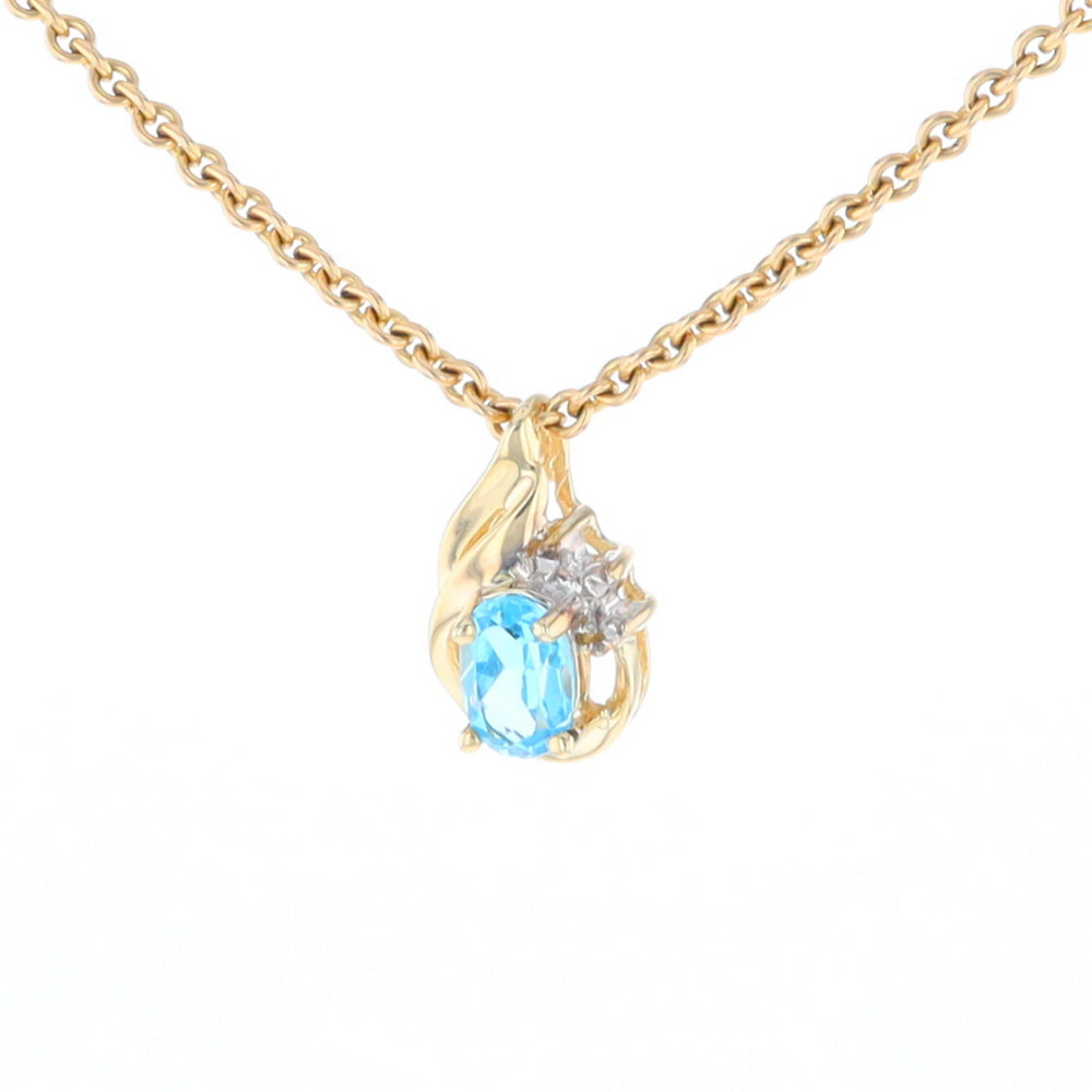 Pear Blue Topaz Diamond Pendant