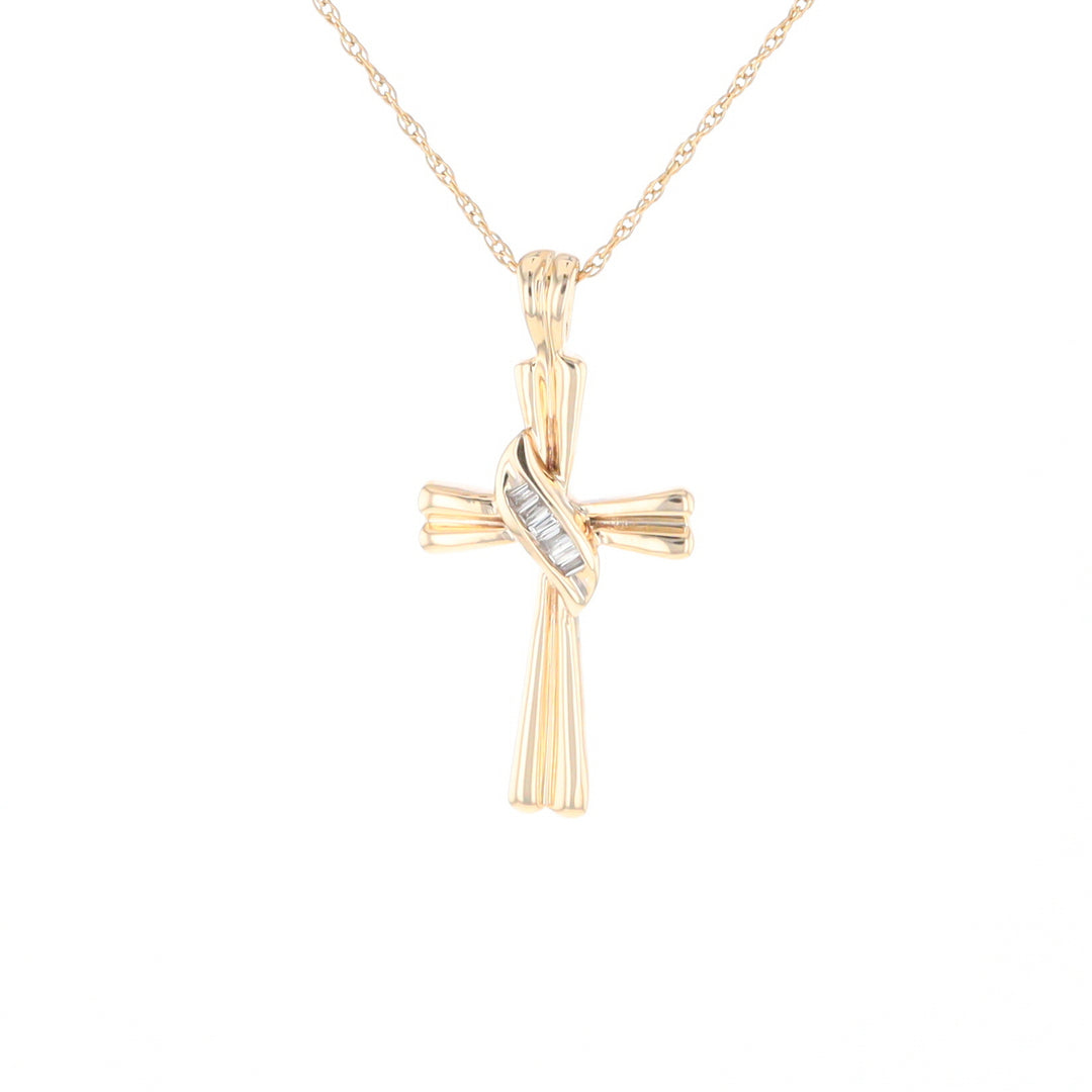 Diamond Crossover Ribbon Cross Pendant