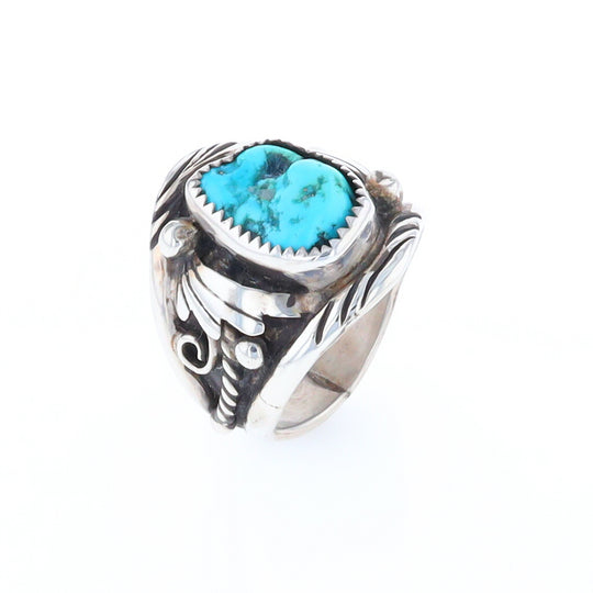 Navajo Turquoise and Feather Design Ring