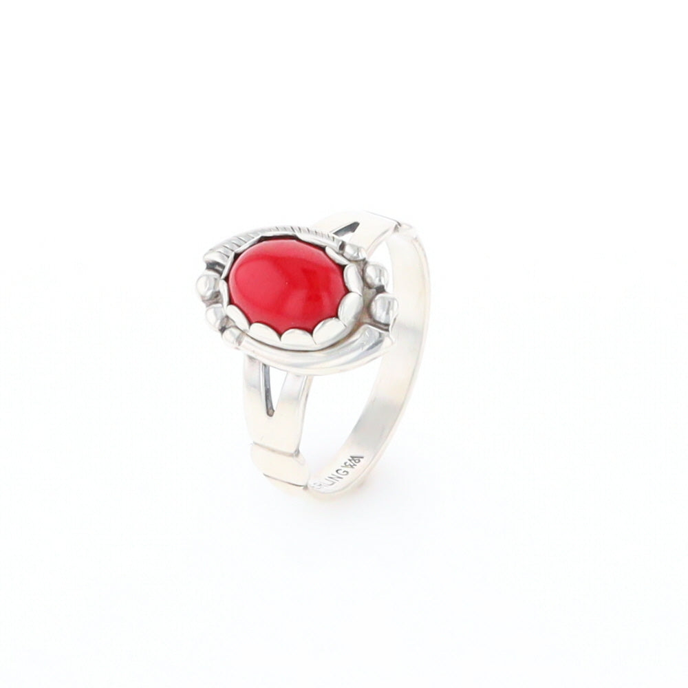 Native American Oval Coral Ring