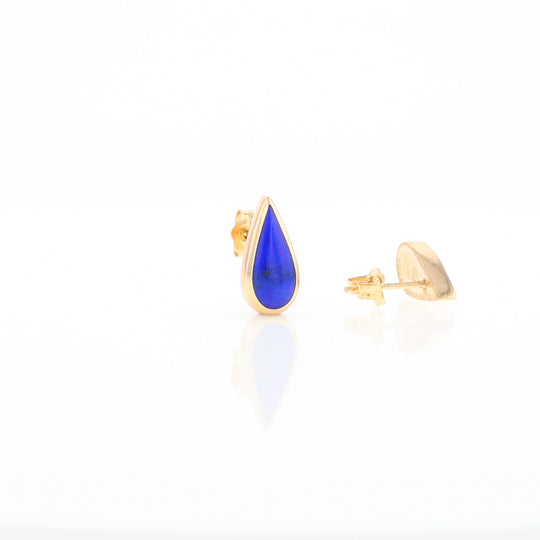 Lapis Tear Drop Inlaid Earrings