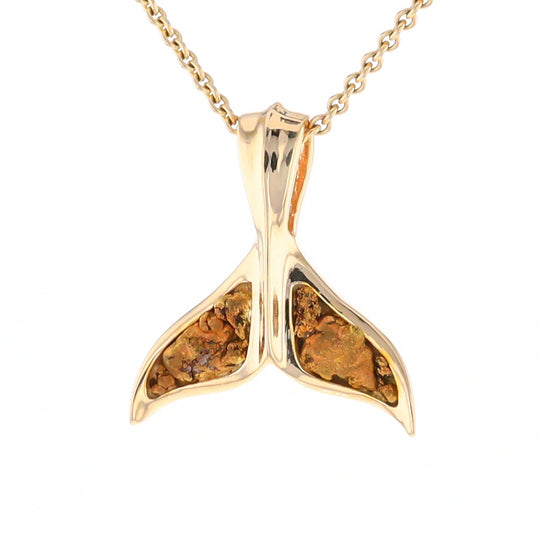 Whale Tail Necklaces Double Natural Nuggets Inlaid Sea Life Pendant