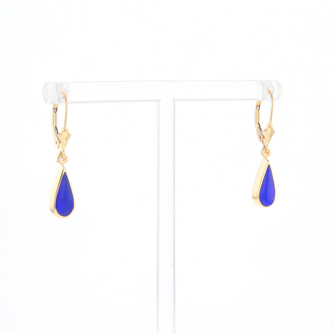 Lapis Tear Drop Inlaid Lever Backs