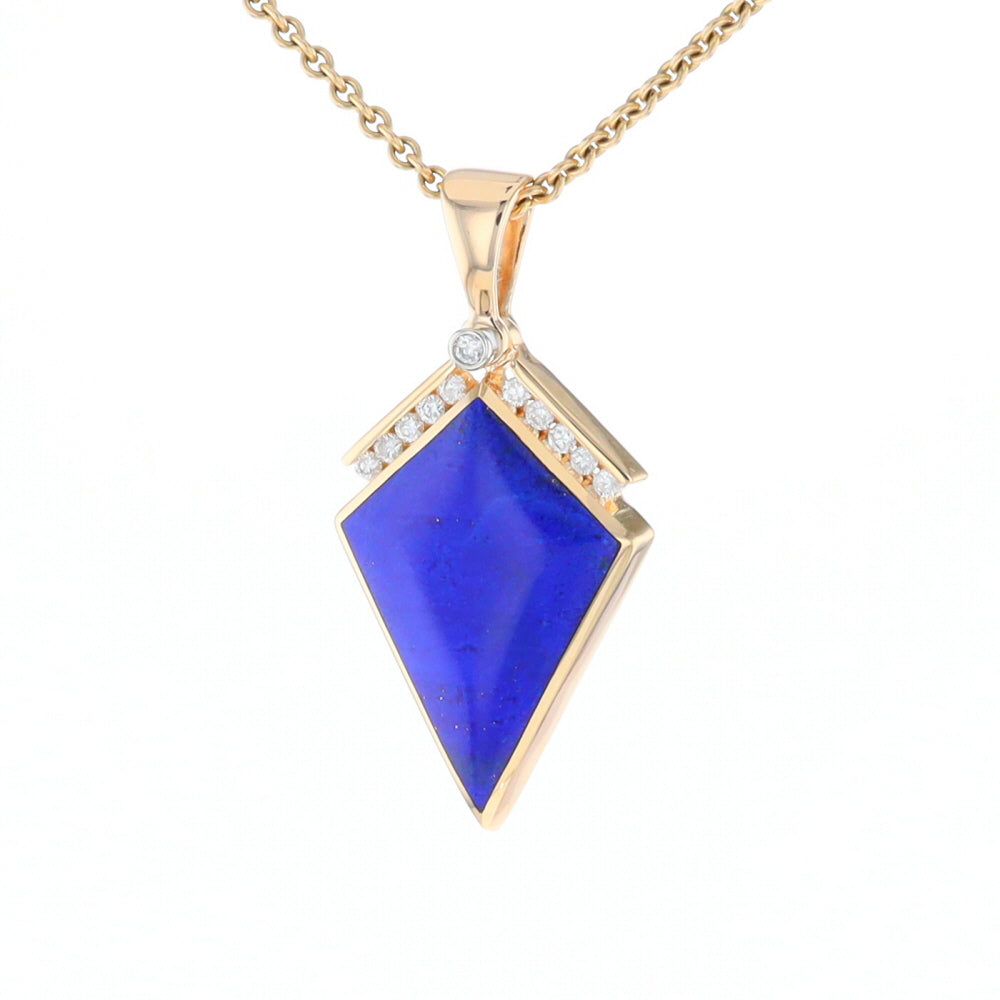 Lapis Kit Shaped Inlaid Pendant with 0.19ctw Diamonds