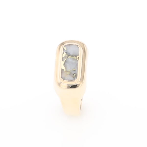 Gold Quartz Ring Oval Inlaid Design - G2