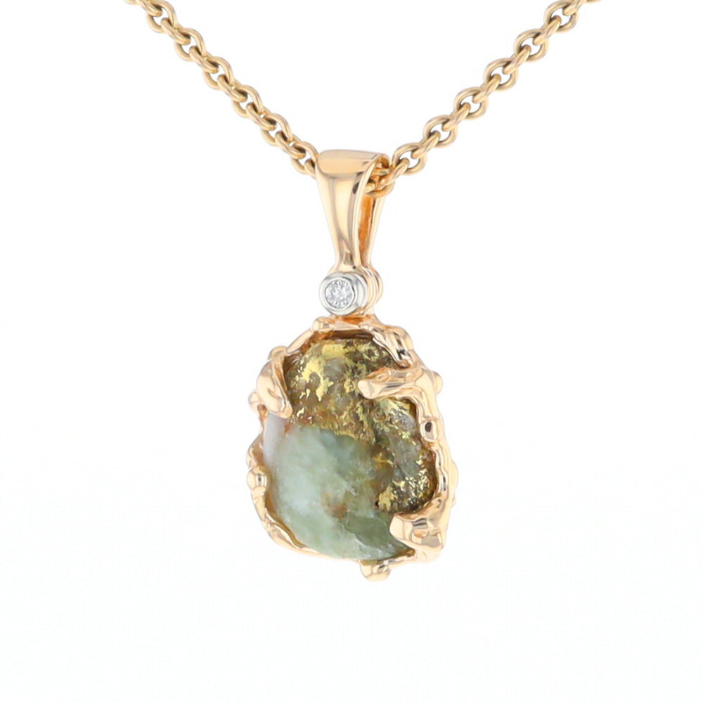Serpentine & Gold Quartz Freeform Pendant