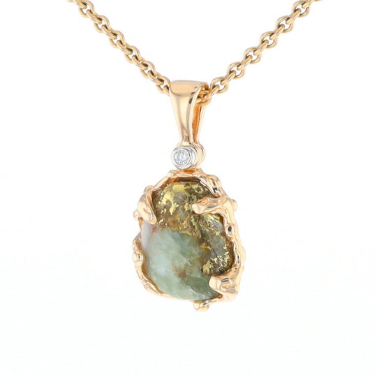 Serpentine & Gold Quartz Freeform Pendant