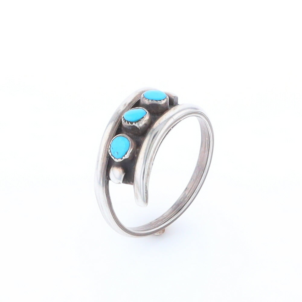 Round Turquoise Row Bypass Ring