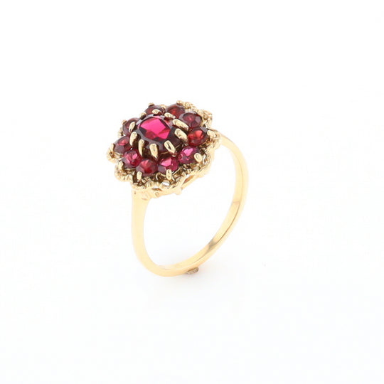 Floral Cluster Garnet Ring