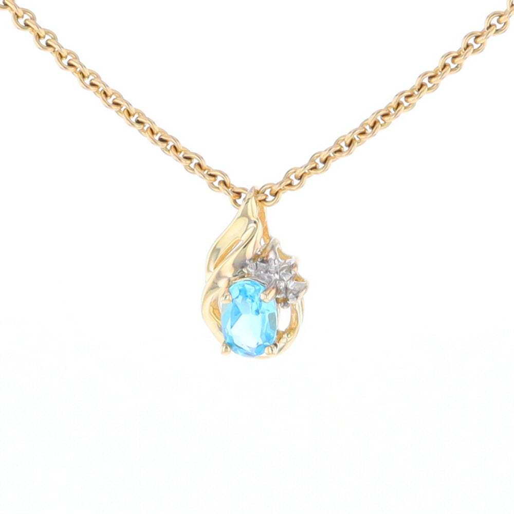 Pear Blue Topaz Diamond Pendant