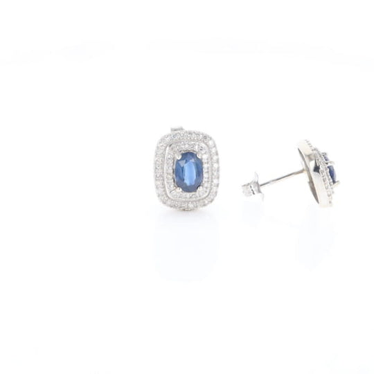 Double Halo Sapphire Earrings