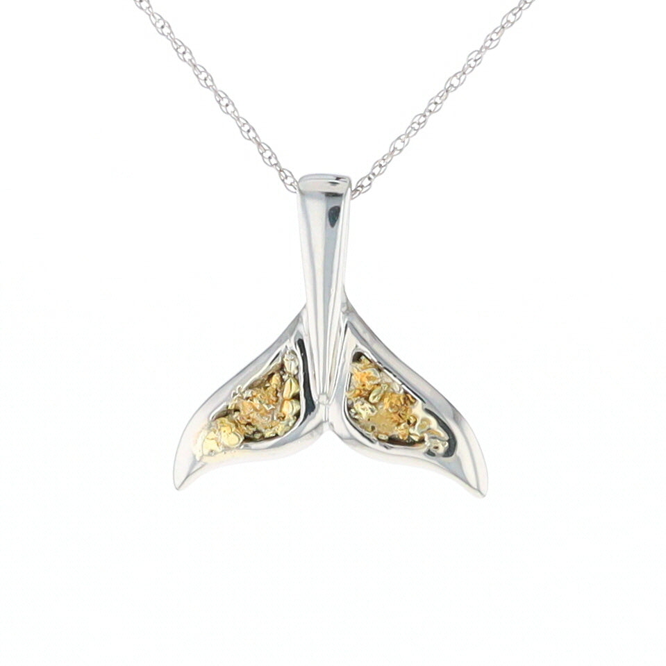 Whale Tail Necklaces Natural Nuggets Double Inlaid Sea Life Pendant