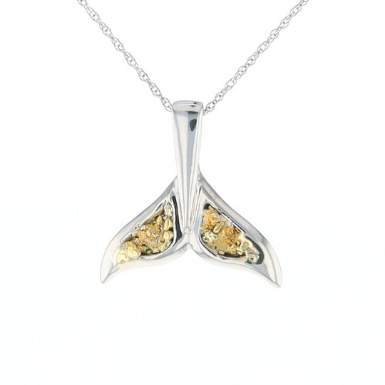 Whale Tail Necklaces Natural Nuggets Double Inlaid Sea Life Pendant