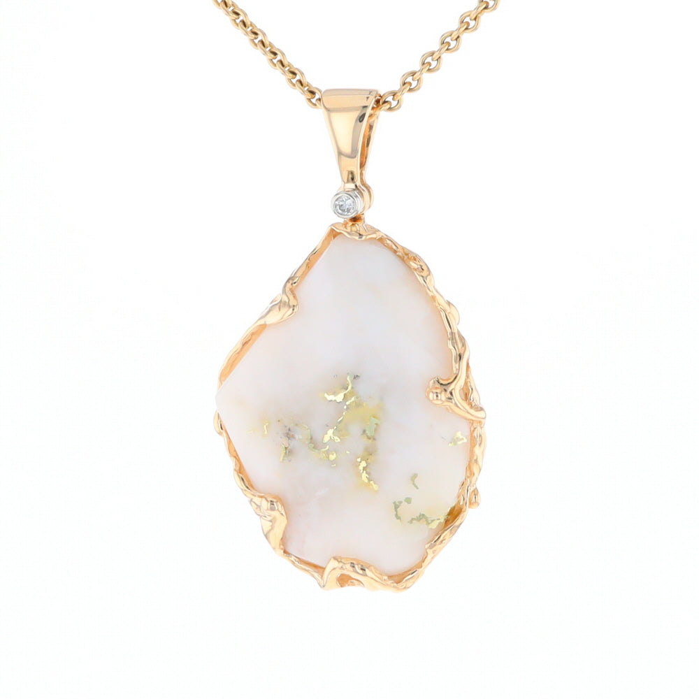 Gold Quartz Freeform Pendant