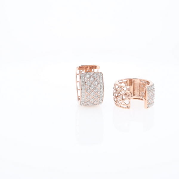 Checkered Wide Hinge Hoop Earrings