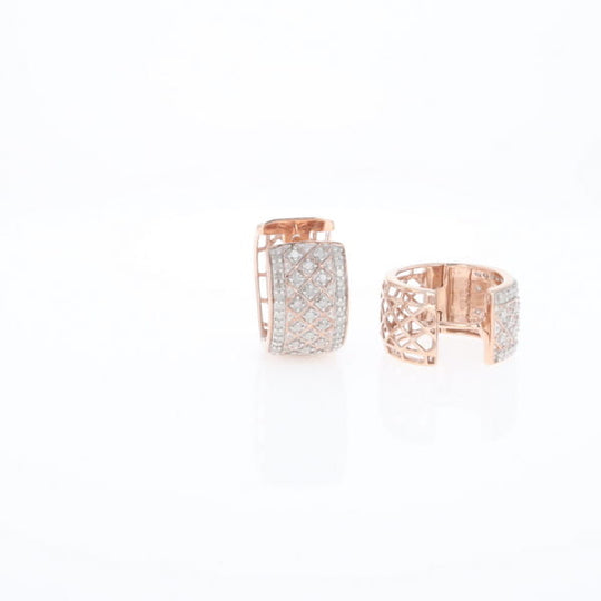 Checkered Wide Hinge Hoop Earrings