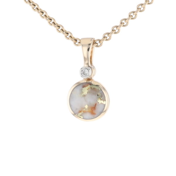Round Gold Quartz Inlaid Pendant