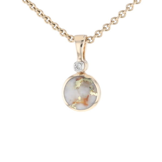Round Gold Quartz Inlaid Pendant