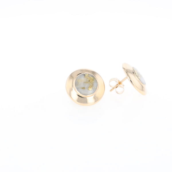 Superior Quality Gold Quartz Inlaid Circle Stud Earrings