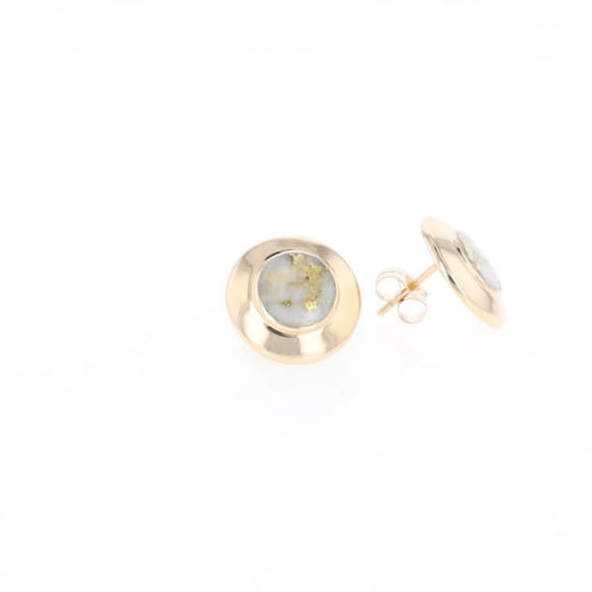 Superior Quality Gold Quartz Inlaid Circle Stud Earrings