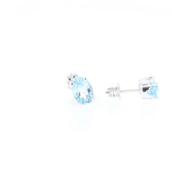 Oval Blue Topaz Stud Earrings
