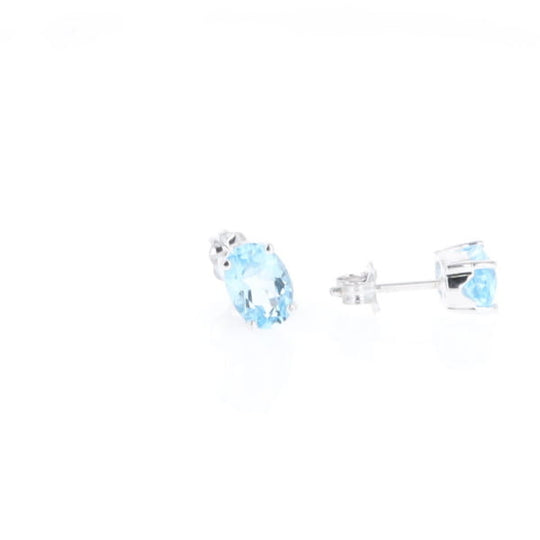 Oval Blue Topaz Stud Earrings