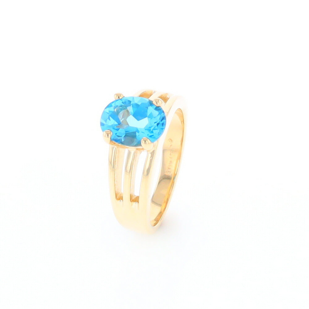 Split Shank Oval Blue Topaz Ring