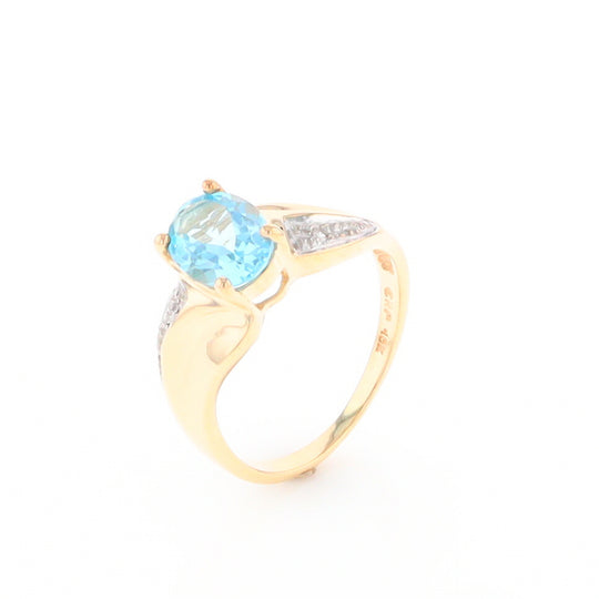 Blue Topaz Ring with Diamond Accents