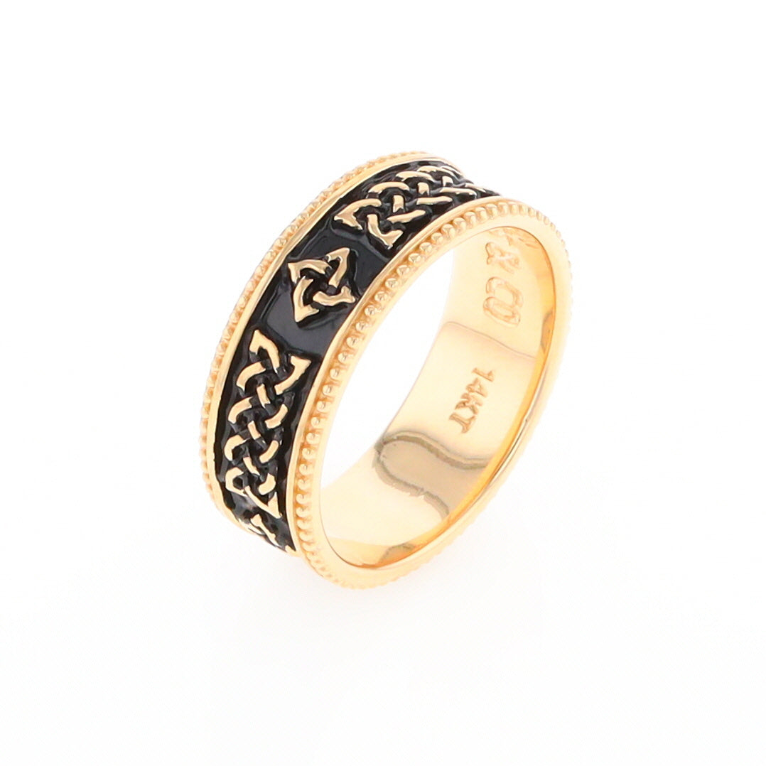 Celtic Knot Black and Gold Wedding Band