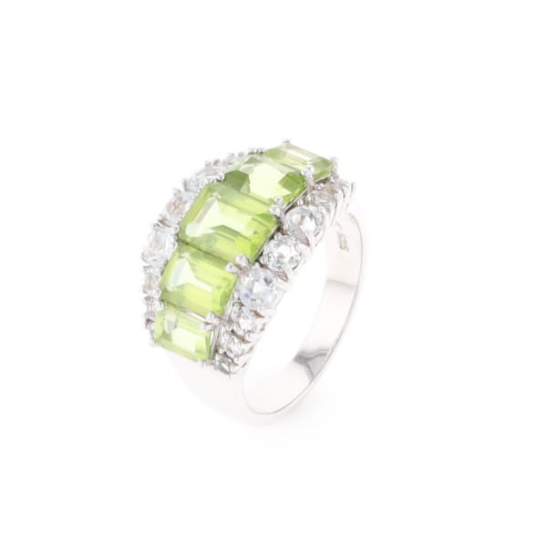 Peridot and CZ Cocktail Ring