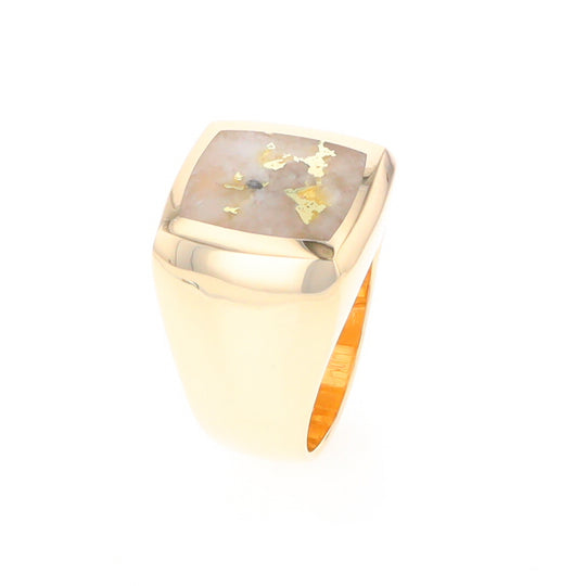 Natural Gold Quartz Men's Ring