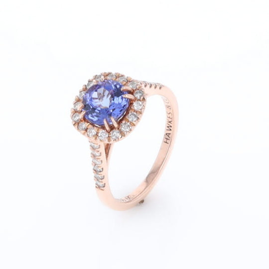 Rose Gold Tanzanite Halo Ring