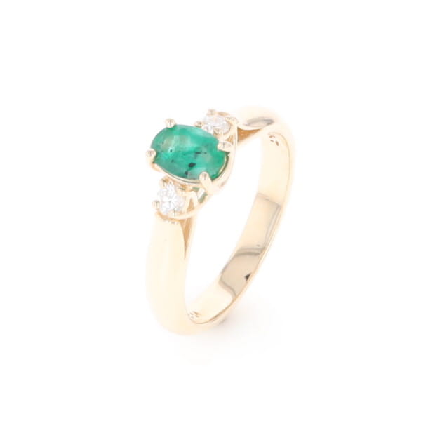 Emerald Three-Stone Trellis Ring