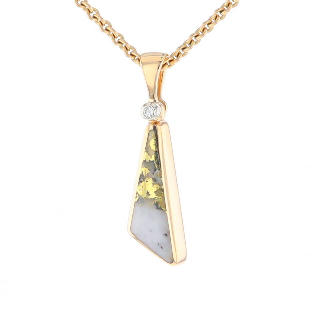 Triangular Gold Quartz Pendant - G2