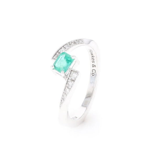 Emerald Twist Ring with Diamond Accents