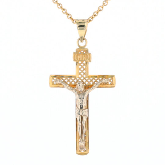 Two Tone Gold Crucifix Pendant