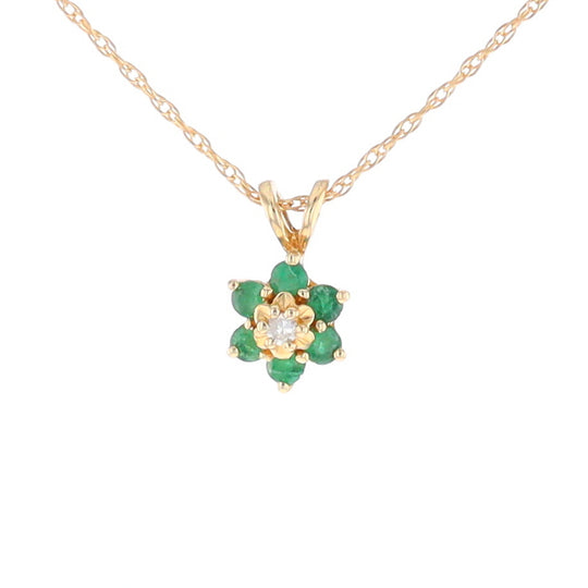 Small Emerald Flower Pendant