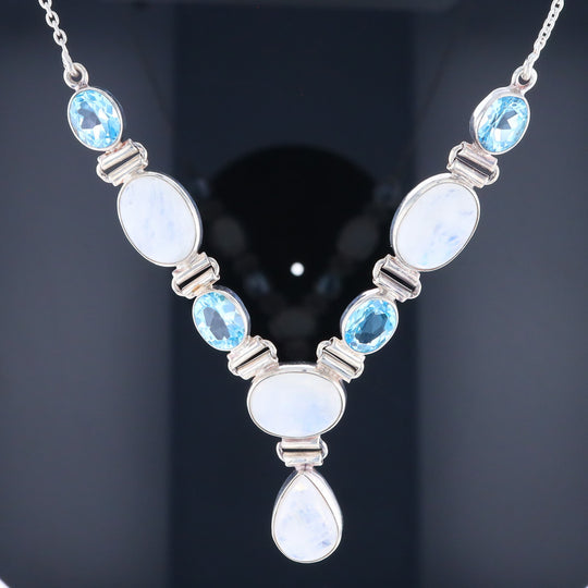 Moonstone & Blue Topaz Necklace