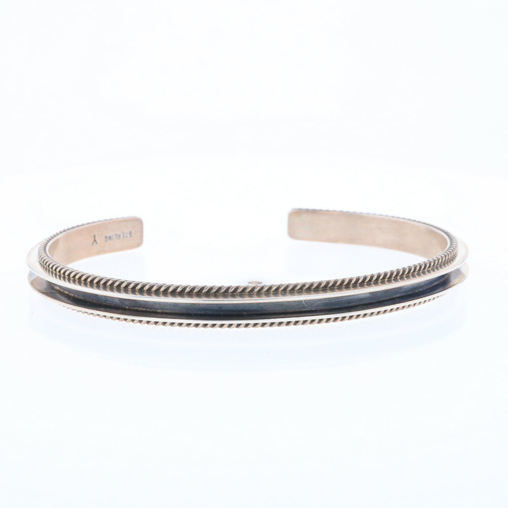 Sterling Silver Blackened Rope Cuff Bracelet